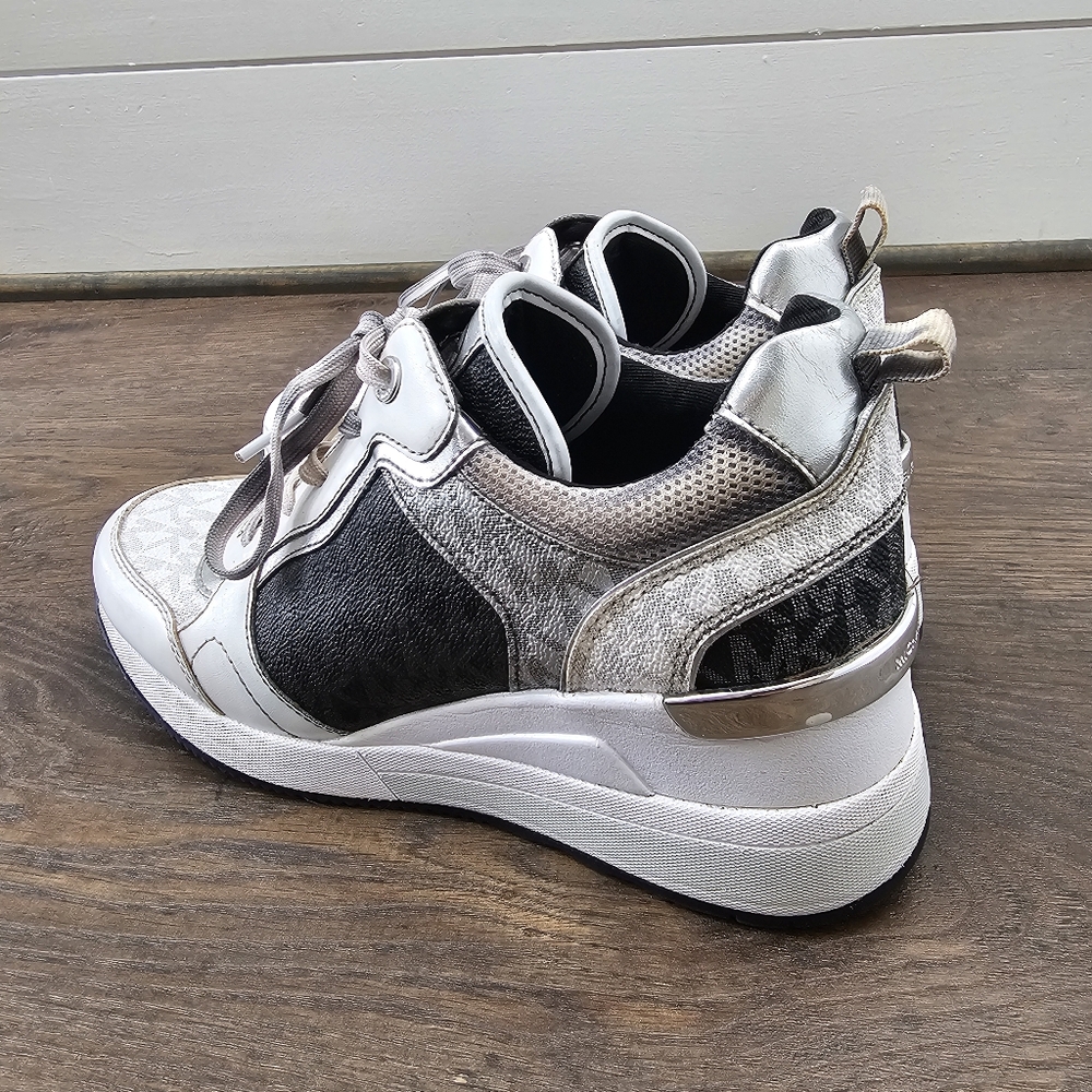 Michael Kors Women's Wedge Heel Sneakers- Cristina Trainer Tennis Shoe - Picture 3 of 10